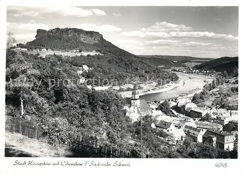 AK / Ansichtskarte Koenigstein Saechsische Schweiz mit Lilienstein Kat. Koenigstein Saechsische Schweiz