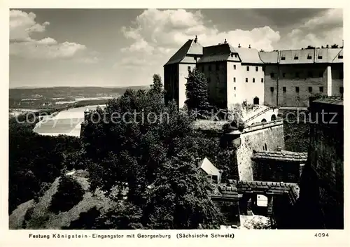 AK / Ansichtskarte Saechsische Schweiz Festung Koenigstein Eingangstor mit Georgenburg Kat. Rathen Sachsen