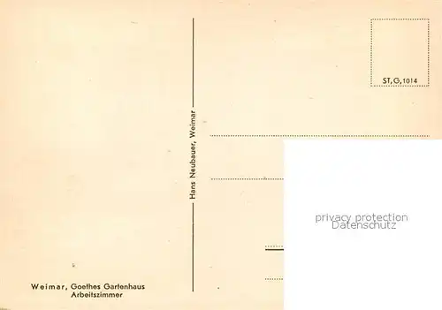 AK / Ansichtskarte Weimar Thueringen Goethes Gartenhaus Arbeitszimmer Kat. Weimar