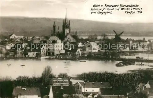 AK / Ansichtskarte Werder Havel Hotel Restaurant Bismarckhoehe und Umgebung Kat. Werder