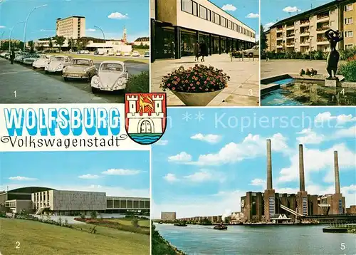 AK / Ansichtskarte Wolfsburg Volkswagenstadt Porschestrasse Stadthalle Kulturzentrum Hansaplatz VW Werk Kat. Wolfsburg