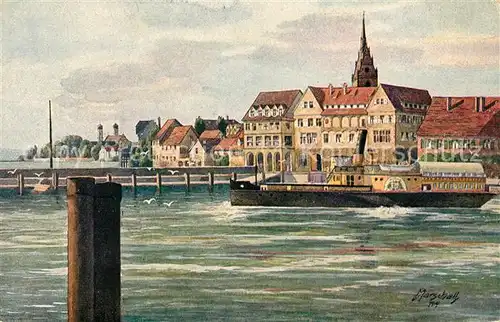 AK / Ansichtskarte Marschall Vinzenz Friedrichshafen Bodensee Hafen Uferstrasse  Kat. Kuenstlerkarte