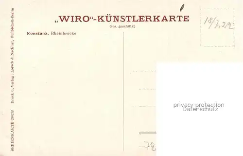 AK / Ansichtskarte Verlag WIRO Wiedemann Nr. 2902 B Rheinbruecke Konstanz  Kat. Verlage