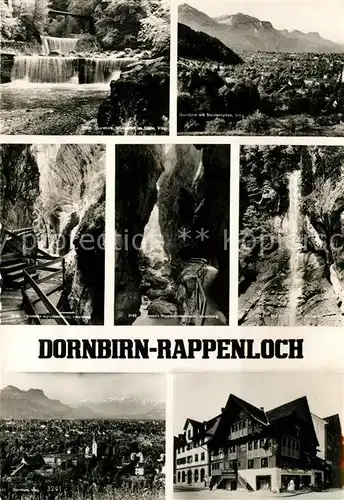 AK / Ansichtskarte Dornbirn Vorarlberg Rappenloch Wasserfall im Guetle Staufenspitze Alplochschlucht Reppenlochschlucht Stadtblick Kat. Dornbirn