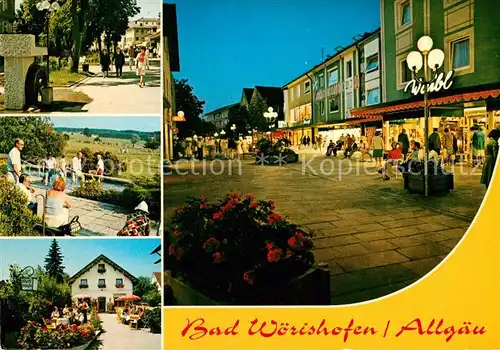 AK / Ansichtskarte Bad Woerishofen Teilansichten Kneippheilbad Fussgaengerzone am Abend Wassertreten Kat. Bad Woerishofen