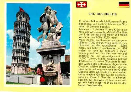 AK / Ansichtskarte Pisa Schiefer Turm Brunnen Skulptur Geschichte Kat. Pisa