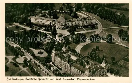 AK / Ansichtskarte Bad Wildungen Staatl Badehotel und Hotel Fuerstenhof Fliegeraufnahme Kat. Bad Wildungen