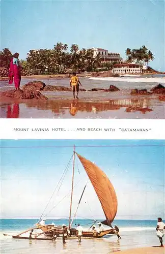 AK / Ansichtskarte Ceylon Sri Lanka Mount Lavina Hotel and beach with Catamaran