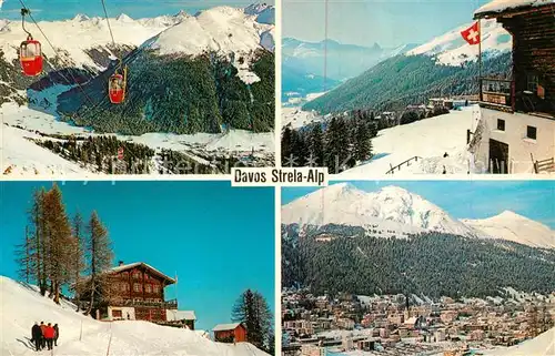 AK / Ansichtskarte Davos GR Gasthaus Strela Alp mit Tinzenhorn Dondelbahn Jakobshorn Schiahoerner Panorama Kat. Davos