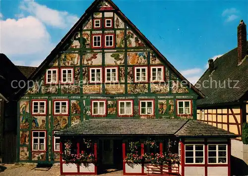 AK / Ansichtskarte Schwalenberg Gasthof Kuenstlerklause mit Fassadenmalerei Kat. Schieder Schwalenberg