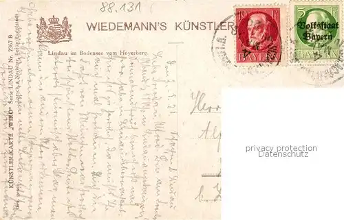 AK / Ansichtskarte Verlag Wiedemann WIRO Nr. 2367 B Lindau im Bodensee vom Hoyerberg Kat. Verlage