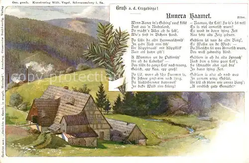AK / Ansichtskarte Liederkarte Unnera Haamet Erzgebirge Kat. Musik