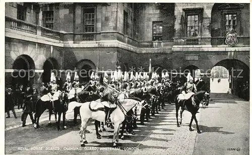 AK / Ansichtskarte Leibgarde Wache Royal Horse Guards Changing Guard Whitehall London  Kat. Polizei
