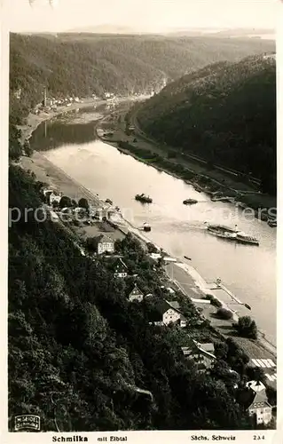 AK / Ansichtskarte Foto Seidel M. Schmilka Nr. 234 Schmilka mit Elbtal  Kat. Bad Schandau