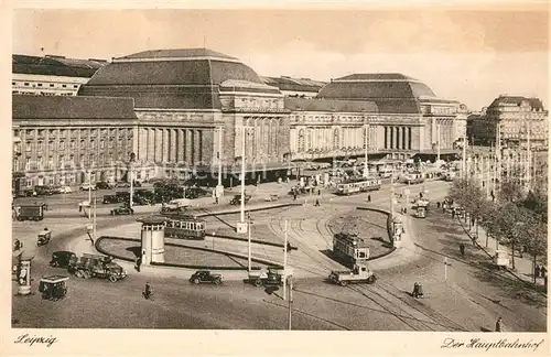 AK / Ansichtskarte Strassenbahn Leipzig Hauptbahnhof Kat. Strassenbahn