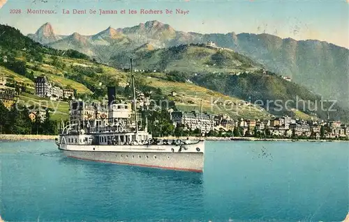 AK / Ansichtskarte Dampfer Seitenrad Montreux Dent de Jaman Rochers de Naye  Kat. Schiffe
