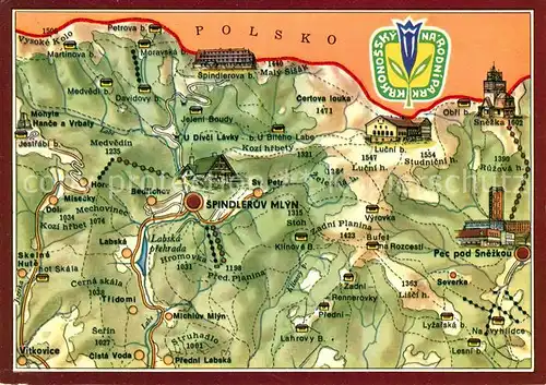 AK / Ansichtskarte Krkonose Spindleruv Mlyn Gebietskarte Kat. Polen