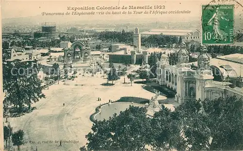 AK / Ansichtskarte Exposition Coloniale Marseille 1922  Panorama de l Esplanade  Kat. Marseille