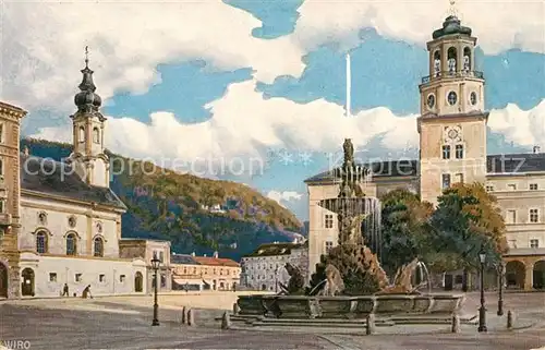 AK / Ansichtskarte Verlag Wiedemann WIRO Nr. 2378 A Salzburg Residenzplatz Hofbrunnen Glockenspiel Kat. Verlage