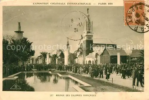 AK / Ansichtskarte Exposition Coloniale Internationale Paris 1931 Avenue des Colonies Francaises  Kat. Expositions