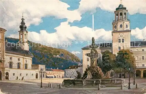 AK / Ansichtskarte Verlag Wiedemann WIRO Nr. 2378 A Salzburg Residenzplatz Hofbrunnen Glockenspiel Kat. Verlage