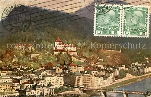 AK / Ansichtskarte Verlag Tucks Oilette Nr. 625 B Salzburg vom Moenchsberg Kapuziner  und Gaisberg Kat. Verlage