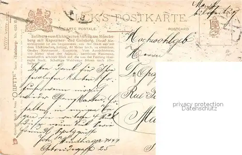 AK / Ansichtskarte Verlag Tucks Oilette Nr. 625 B Salzburg vom Moenchsberg Kapuziner  und Gaisberg Kat. Verlage