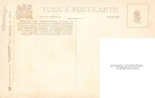 AK / Ansichtskarte Verlag Tucks Oilette Nr. 625 B Salzburg vom Kapuzinerberg  Kat. Verlage