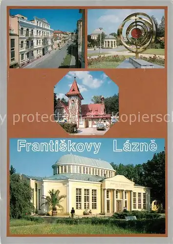 AK / Ansichtskarte Frantiskovy Lazne Jiraskova ulice Namesti Miru Kavarna U jezera Dvorana Glauberovych pramenu Kat. Franzensbad