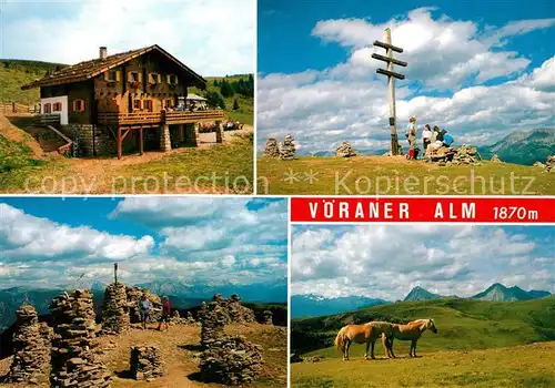 AK / Ansichtskarte Voeran Verano Voeraner Alm am Tschoegglberg Gipfelkreuz Steintuerme Pferde