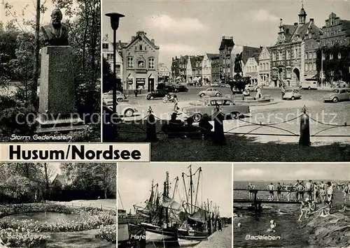 AK / Ansichtskarte Husum Nordfriesland Storm Gedenkstein Badeleben Kat. Husum