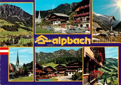 AK / Ansichtskarte Alpbach Ortsmotive Kirche Blumenschmuck Gipfelkreuz Alpenpanorama Kat. Alpbach