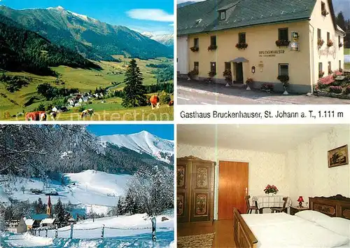 AK / Ansichtskarte Johann Tirol Sankt Gasthaus Pension Bruckenhauser Winteraufnahme Panorama Kat. Oesterreich