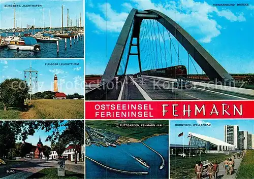 AK / Ansichtskarte Fehmarn Burgtiefe Jachthafen Fluegger Leuchtturm Burg Puttgarden Fehmarn Kai Wellenbad Kat. Fehmarn