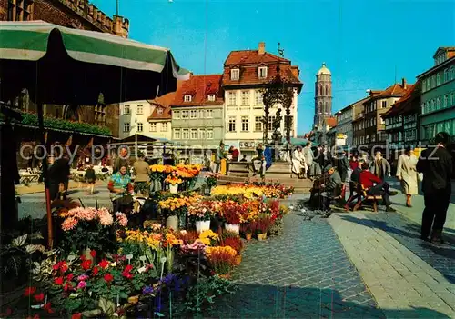 AK / Ansichtskarte Goettingen Niedersachsen Blumenmarkt am Gaenselieselbrunnen Kat. Goettingen