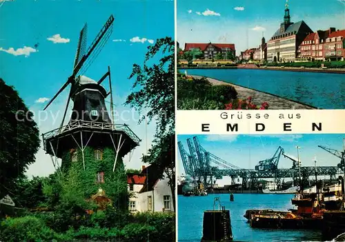 AK / Ansichtskarte Emden Ostfriesland Muehle Hafenpartie Kat. Emden