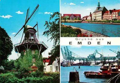 AK / Ansichtskarte Emden Ostfriesland Muehle Kanal Hafenpartie Kat. Emden