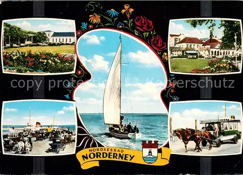 AK / Ansichtskarte Norderney Nordseebad Park Promenade Segelschiff Pferdewagen Kat. Norderney