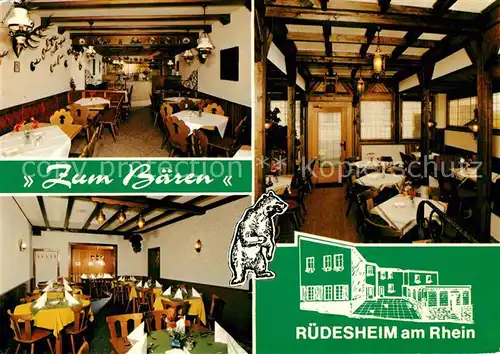 AK / Ansichtskarte Ruedesheim Rhein Gasthaus Zum Baeren Gastraeume Kat. Ruedesheim am Rhein