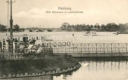 AK / Ansichtskarte Hamburg Binnenalster mit Lombardsbruecke Dampfer Kat. Hamburg