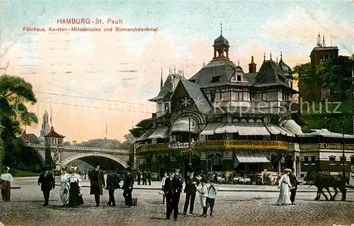 AK / Ansichtskarte St Pauli Faehrhaus Kersten Miles Bruecke Bismarckdenkmal Kat. Hamburg