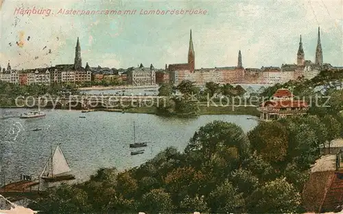 AK / Ansichtskarte Hamburg Alsterpanorama mit Lombardsbruecke Kat. Hamburg
