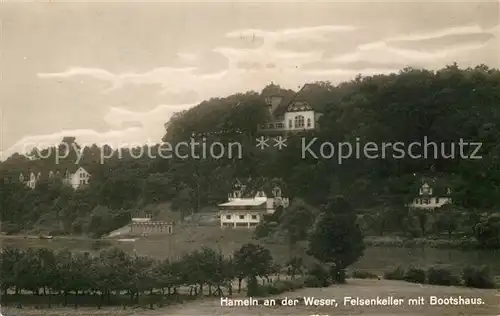 AK / Ansichtskarte Hameln Weser Felsenkeller mit Bootshaus