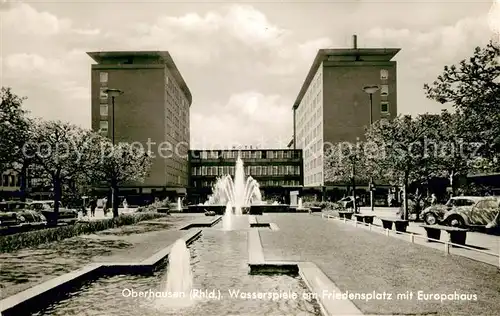 AK / Ansichtskarte Oberhausen Wasserspiele am Friedensplatz mit Europahaus Kat. Oberhausen