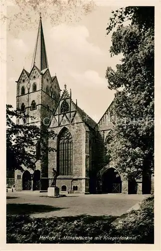 AK / Ansichtskarte Herford Muensterkirche mit Kriegerdenkmal Kat. Herford