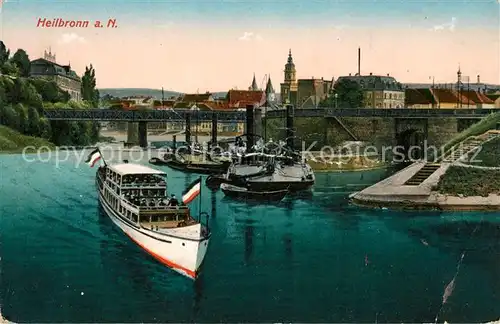 AK / Ansichtskarte Heilbronn Neckar Neckarschifffahrt Ausflugsdampfer Bruecke Kat. Heilbronn