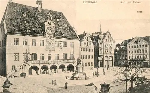 AK / Ansichtskarte Heilbronn Neckar Markt mit Rathaus Brunnen Kat. Heilbronn