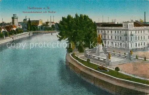 AK / Ansichtskarte Heilbronn Neckar Bismarckdenkmal mit Neckar Kat. Heilbronn