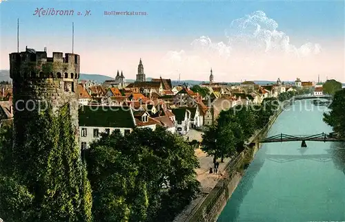AK / Ansichtskarte Heilbronn Neckar Stadtpanorama mit Blick ueber den Neckar Bollwerksturm Kat. Heilbronn