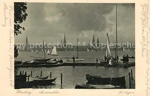 AK / Ansichtskarte Hamburg Aussenalster Bootssteg Segelboote Kat. Hamburg